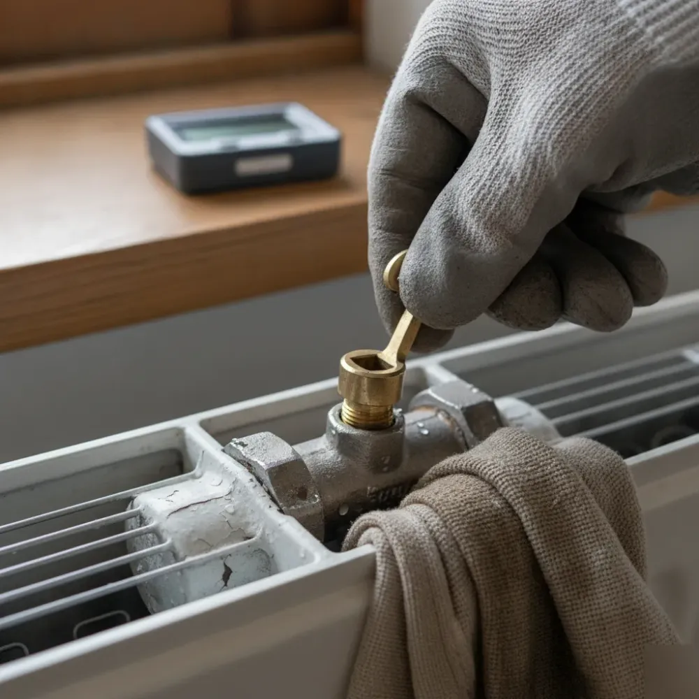 heating-system-repair-radiator-bleed-valve-wath-upon-dearne Bleeding a cold radiator valve during heating repair in Wath upon Dearne