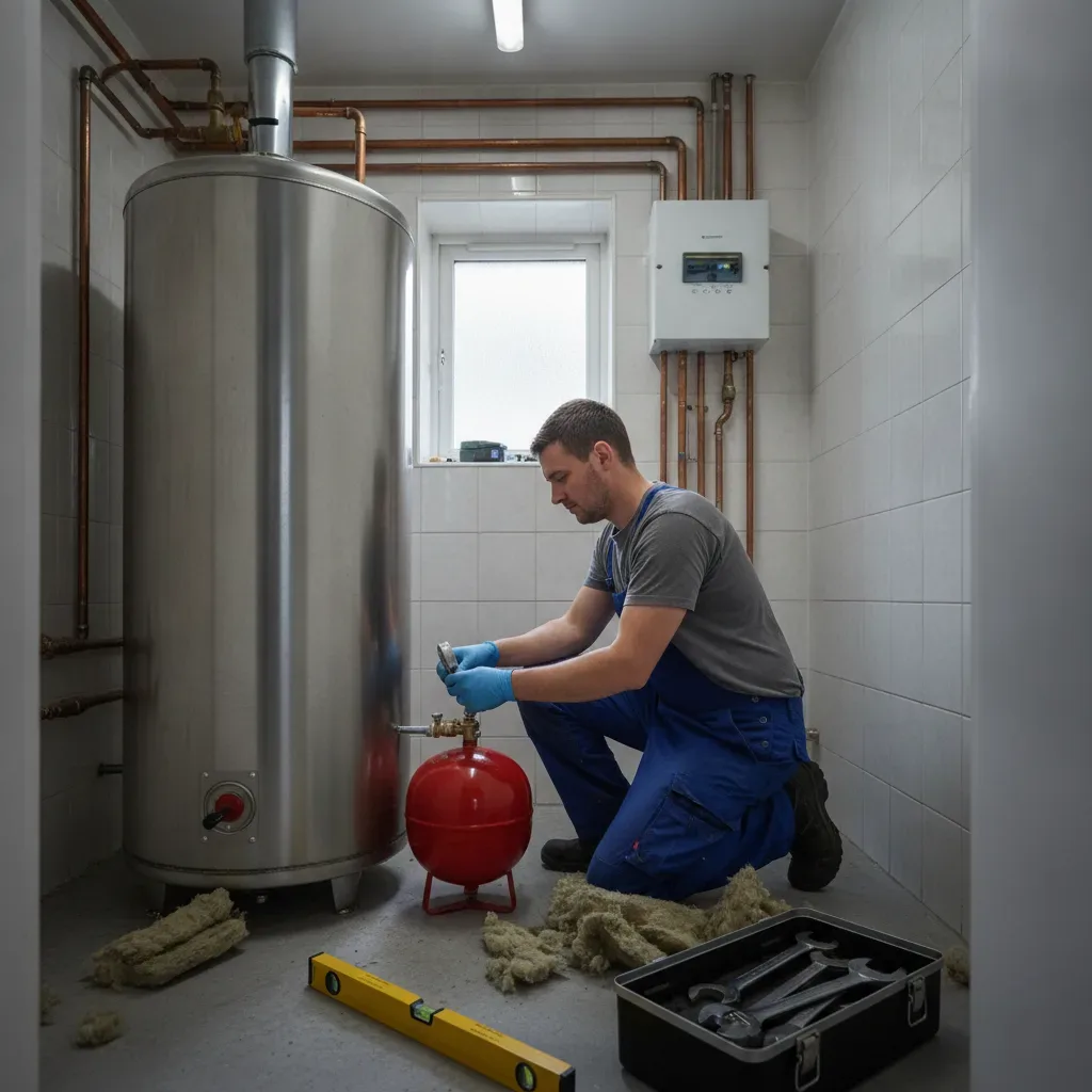 Technician servicing unvented cylinder valve during service call in Wath upon Dearne